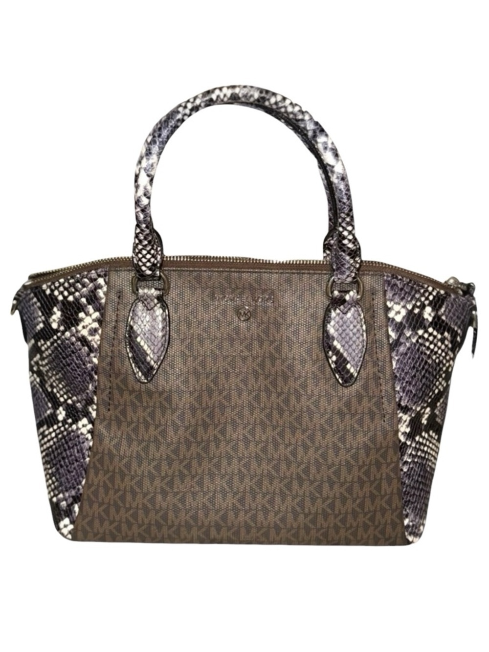 Michael Kors Sienna Snakeskin and Monogram Satchel Tote Bag